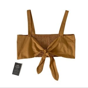 SOLD Tie Front Bandeau Top